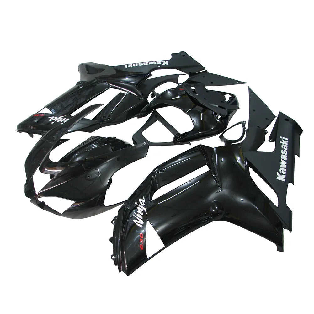 Kawasaki ZX-6R / 636 2007-2008 Matte Black and Black tail section fairing side view