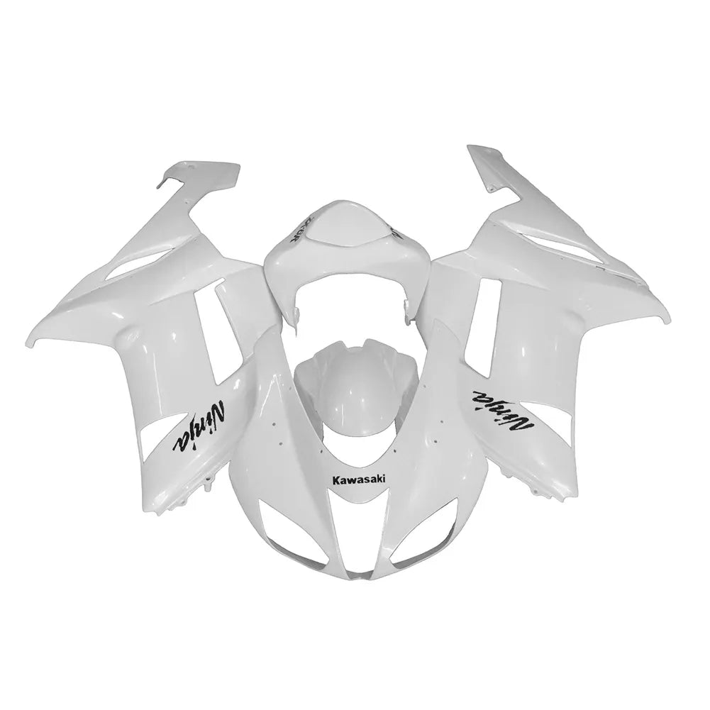 Kawasaki ZX-6R / 636 2007-2008 Pearl White with Logos fairing kit front view
