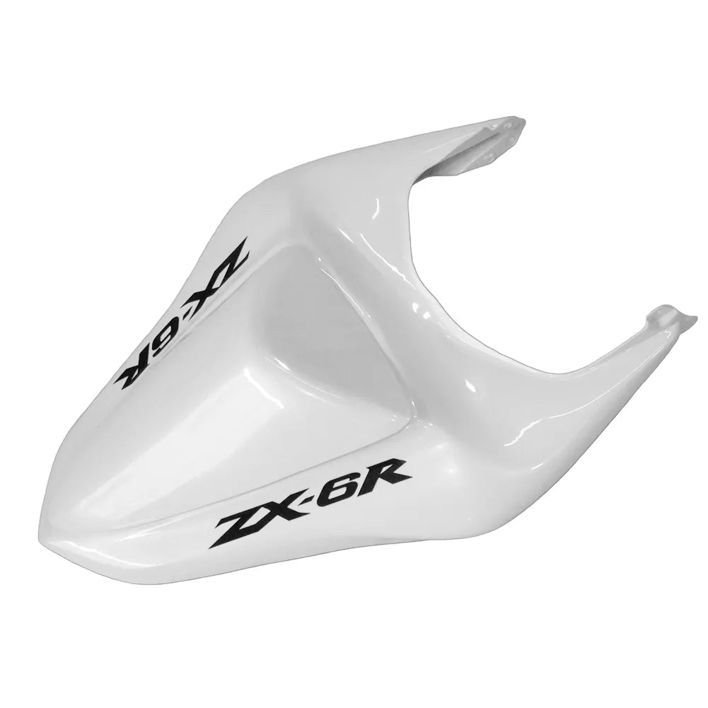 Kawasaki ZX-6R / 636 2007-2008 Pearl White with Logos tail section fairing detail view 6