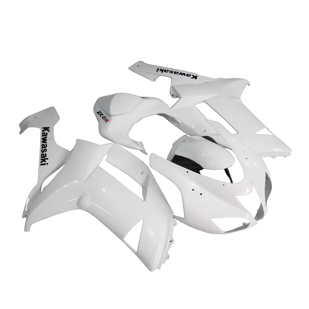Kawasaki ZX-6R / 636 2007-2008 White full fairing kit set view