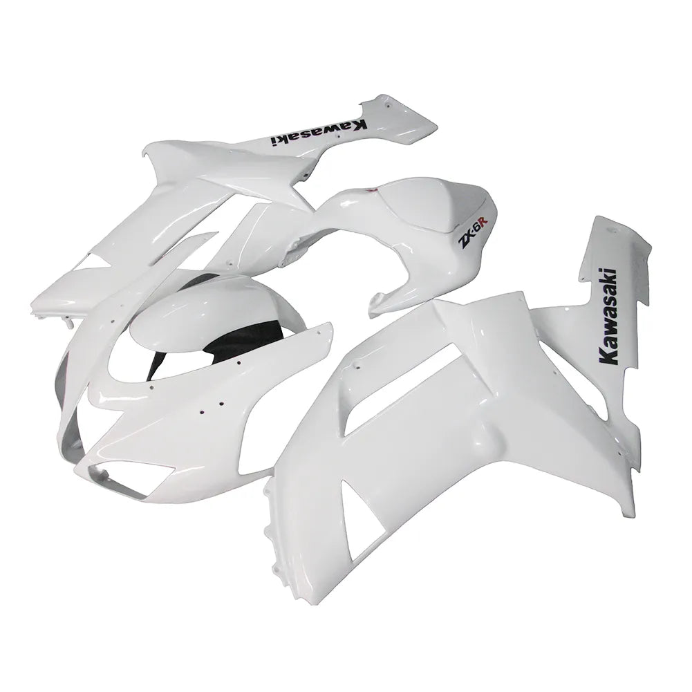 Kawasaki ZX-6R / 636 2007-2008 White fairing kit left side view