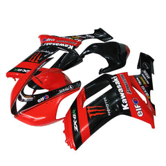 Kawasaki ZX-6R / 636 2007-2008 Red and Black Monster Edition full fairing kit set view