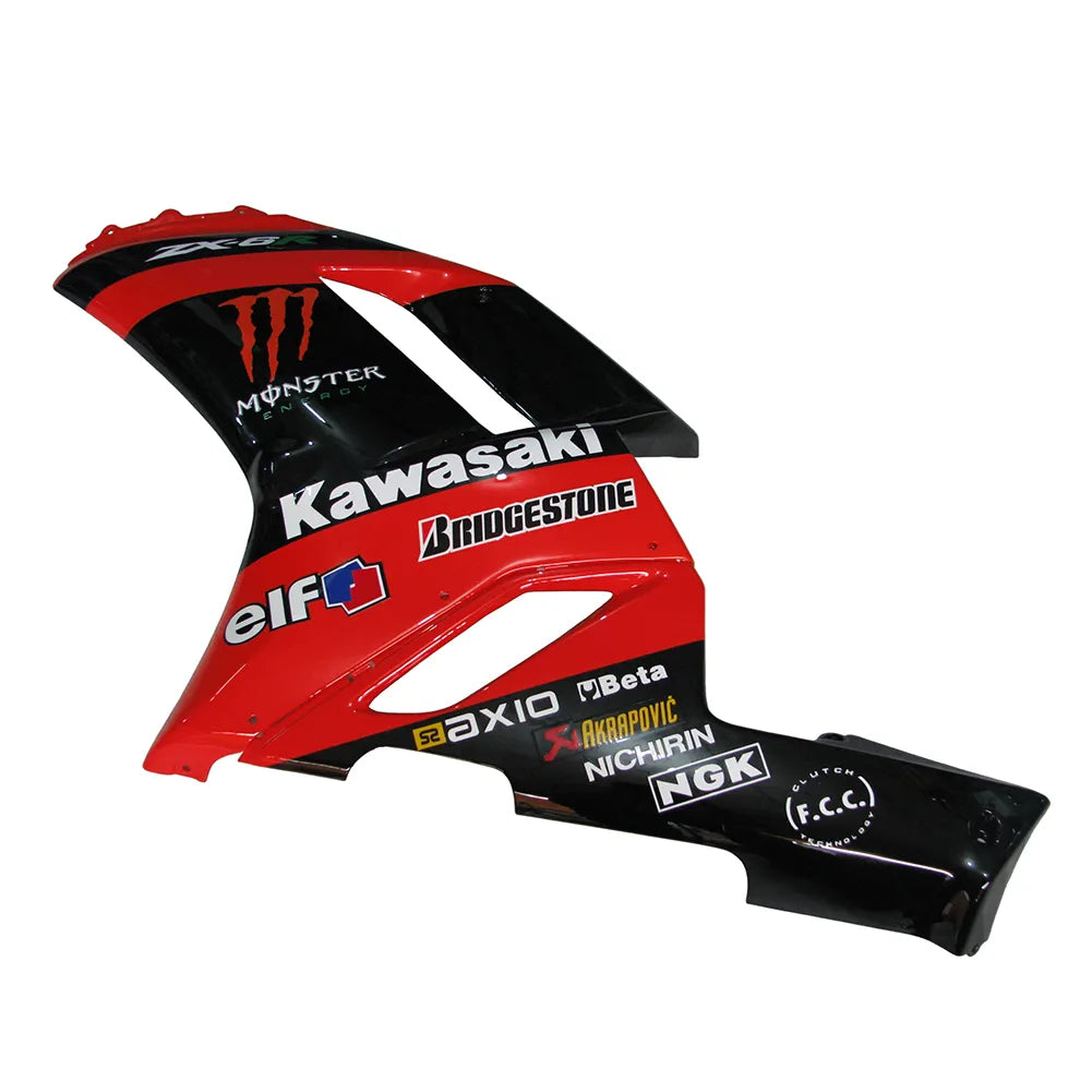 Kawasaki ZX-6R / 636 2007-2008 Red and Black Monster Edition tail section fairing rear view