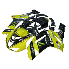 Kawasaki ZX-6R / 636 2007-2008 Yellow and Black Monster Edition fairing kit left side view