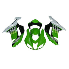 Kawasaki ZX-6R / 636 2007-2008 Green, White, and Black Speckled Edition full fairing kit set view