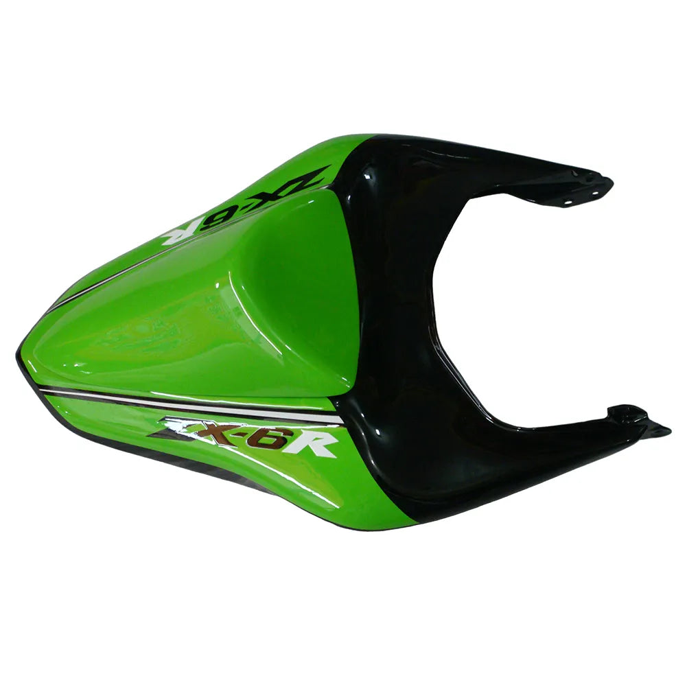 Kawasaki ZX-6R / 636 2007-2008 Green, White, and Black Speckled Edition tail section fairing detail view 14