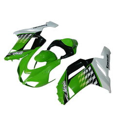 Kawasaki ZX-6R / 636 2007-2008 Green, White, and Black Speckled Edition fairing kit front view