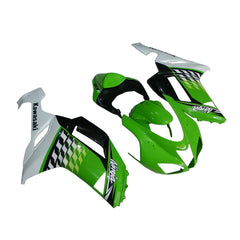 Kawasaki ZX-6R / 636 2007-2008 Green, White, and Black Speckled Edition fairing kit left side view