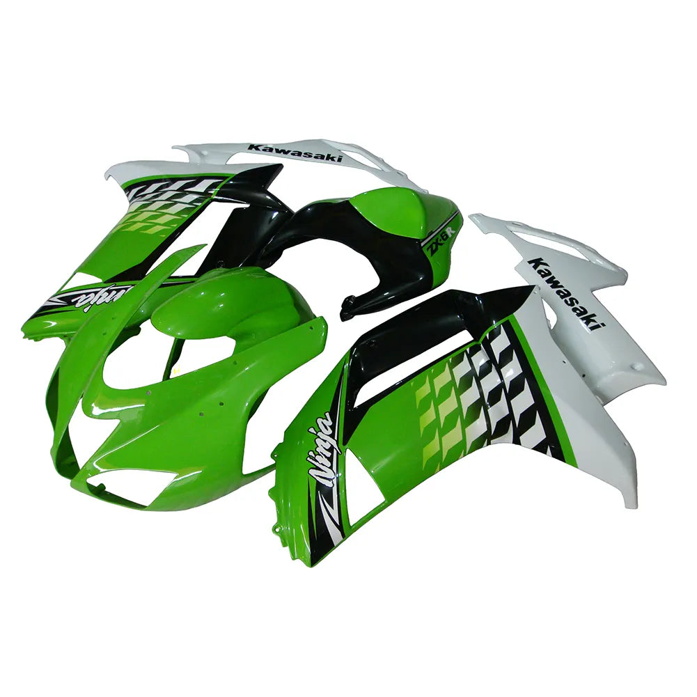 Kawasaki ZX-6R / 636 2007-2008 Green, White, and Black Speckled Edition tail section fairing detail view 1