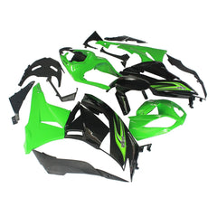 Kawasaki ZX-6R / 636 2009-2012 Green and Black Printed Decal Style full fairing kit set view