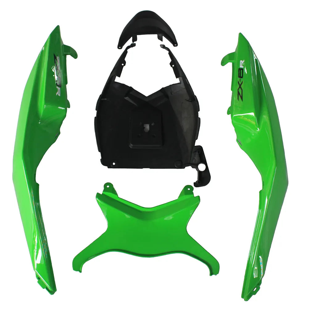 Kawasaki ZX-6R / 636 2009-2012 Green and Black Printed Decal Style tail section fairing detail view 4