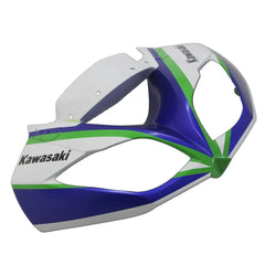 Kawasaki ZX-6R / 636 2009-2012 Blue, White, Green, and Black tail section fairing side view