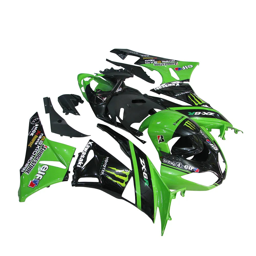 Kawasaki ZX-6R / 636 2009-2012 Green Monster Edition full fairing kit set view