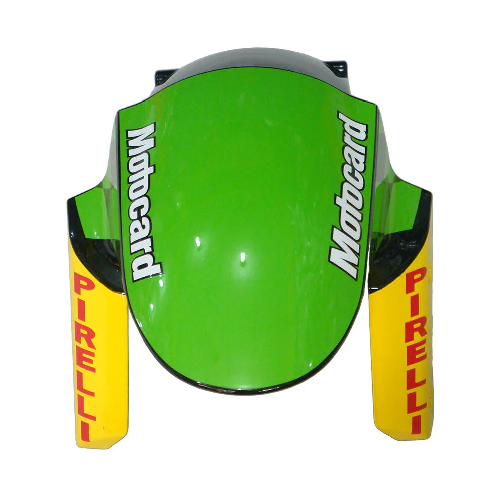 Kawasaki ZX-6R / 636 2009-2012 Green, Black, and White tail section fairing detail view 2