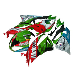 Kawasaki ZX-6R / 636 2009-2012 Green, Black, and White full fairing kit set view