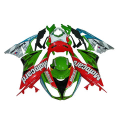 Kawasaki ZX-6R / 636 2009-2012 Green, Black, and White fairing kit front view