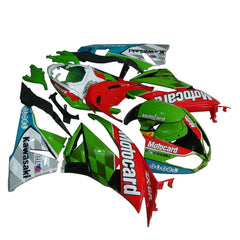Kawasaki ZX-6R / 636 2009-2012 Green, Black, and White fairing kit left side view