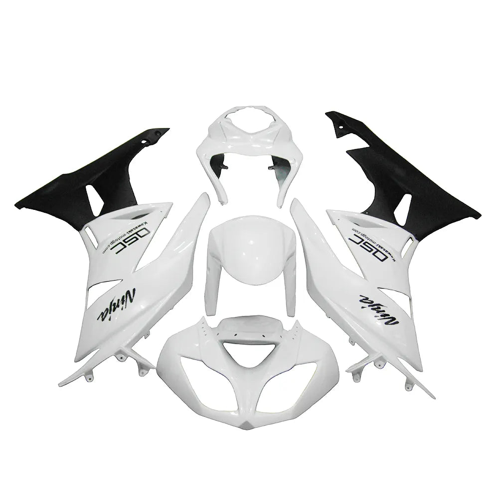 Kawasaki ZX-6R / 636 2009-2012 Matte Black and White full fairing kit set view