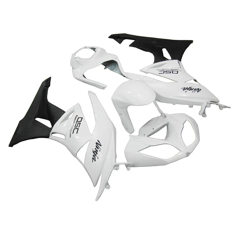 Kawasaki ZX-6R / 636 2009-2012 Matte Black and White fairing kit left side view