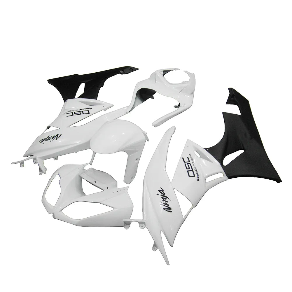 Kawasaki ZX-6R / 636 2009-2012 Matte Black and White fairing kit front view