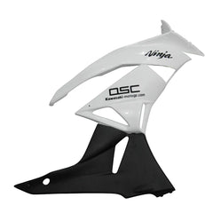 Kawasaki ZX-6R / 636 2009-2012 Matte Black and White tail section fairing side view