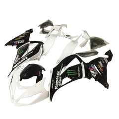 Kawasaki ZX-6R / 636 2013-2018 White, Black, and Green Monster Edition full fairing kit set view