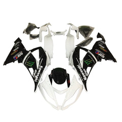 Kawasaki ZX-6R / 636 2013-2018 White, Black, and Green Monster Edition fairing kit front view