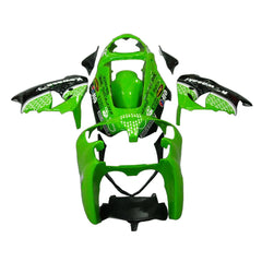 Kawasaki ZX-9R 2000-2001 Green Black White Raindrop Style B Fairing Kit with Logos