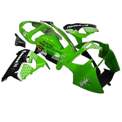 Kawasaki ZX-9R 2000-2001 Green Black White Raindrop Style B Fairing Kit with Logos