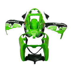 Kawasaki ZX-9R 2000-2001 Green Black White Raindrop Style B Fairing Kit with Logos