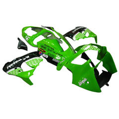 Kawasaki ZX-9R 2000-2001 Green Black White Raindrop Style B Fairing Kit with Logos