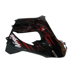 Kawasaki ZX-9R 2000-2001 Black Red Flame Fairing Kit with Logos