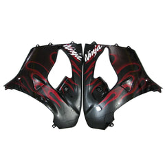 Kawasaki ZX-9R 2000-2001 Black Red Flame Fairing Kit with Logos