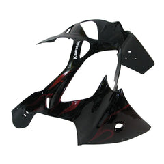 Kawasaki ZX-9R 2000-2001 Black Red Flame Fairing Kit with Logos