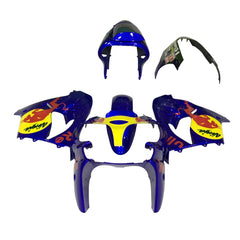 Kawasaki ZX-9R 2000-2001 Blue Yellow Red Bull Style B Fairing Kit with Logos