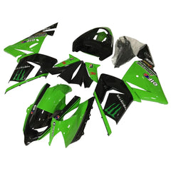 Kawasaki ZX-10R 2004-2005 Green Black Green Claw Style C fairing kit side layout with logos-image 1