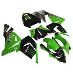 Kawasaki ZX-10R 2004-2005 Green Black Green Claw Style C fairing kit side layout with logos-image 2