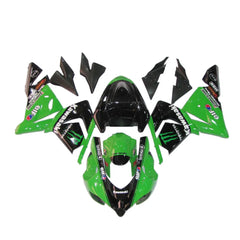 Kawasaki ZX-10R 2004-2005 Green Black Green Claw Style D fairing kit side layout with logos-image 1