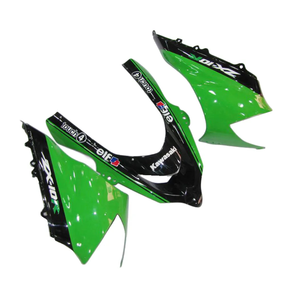 Kawasaki ZX-10R 2004-2005 Green Black Green Claw Style D fairing kit side layout with logos-image 3
