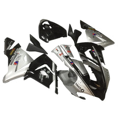 Kawasaki ZX-10R 2004-2005 Silver Black full fairing kit front layout with logos