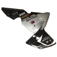Kawasaki ZX-10R 2004-2005 Silver Black full fairing kit component layout with logos