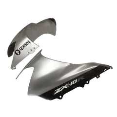 Kawasaki ZX-10R 2004-2005 Silver Black fairing kit side layout with logos-image 4