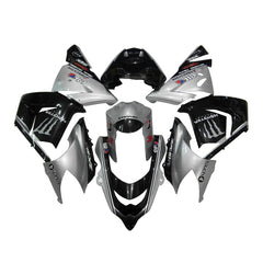 Kawasaki ZX-10R 2004-2005 Silver Black Silver Claw fairing kit side layout with logos-image 1