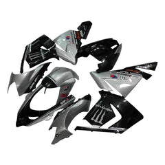 Kawasaki ZX-10R 2004-2005 Silver Black Silver Claw full fairing kit front layout with logos