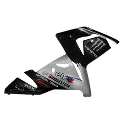 Kawasaki ZX-10R 2004-2005 Silver Black Silver Claw fairing kit side layout with logos-image 3