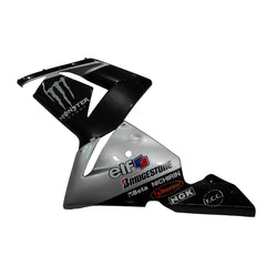 Kawasaki ZX-10R 2004-2005 Silver Black Silver Claw full fairing kit component layout with logos