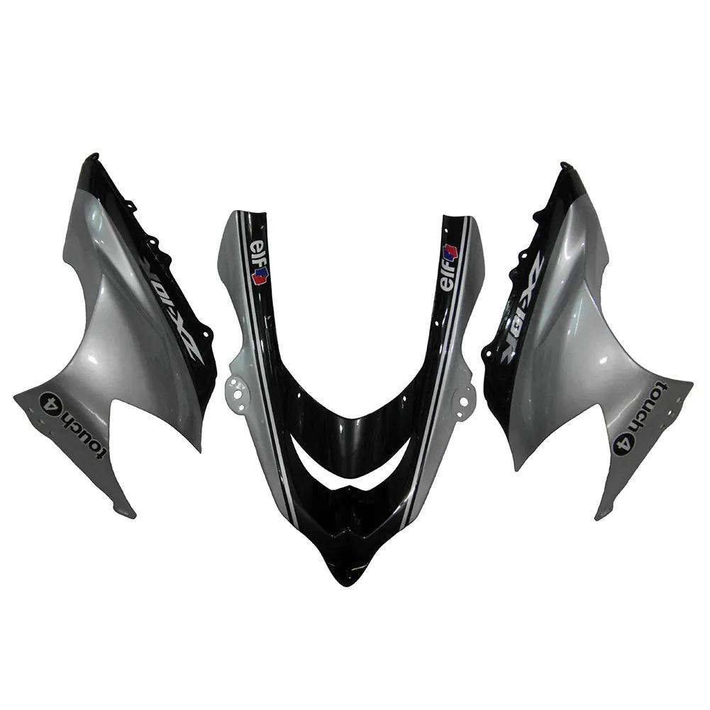Kawasaki ZX-10R 2004-2005 Silver Black Silver Claw fairing kit side layout with logos-image 4