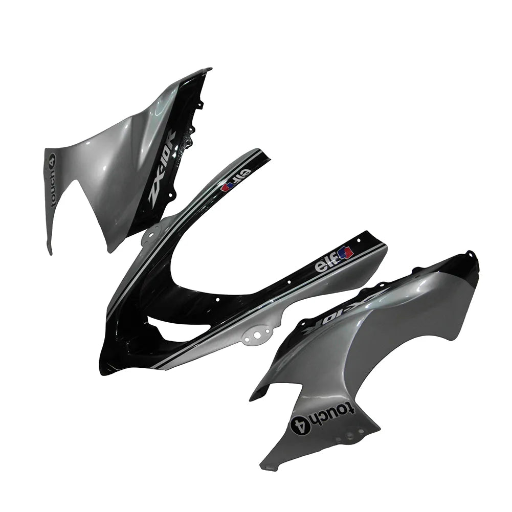Kawasaki ZX-10R 2004-2005 Silver Black Silver Claw front nose fairing with logos