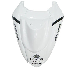 Kawasaki ZX-10R 2004-2005 White Crown fuel tank cover top view with logos