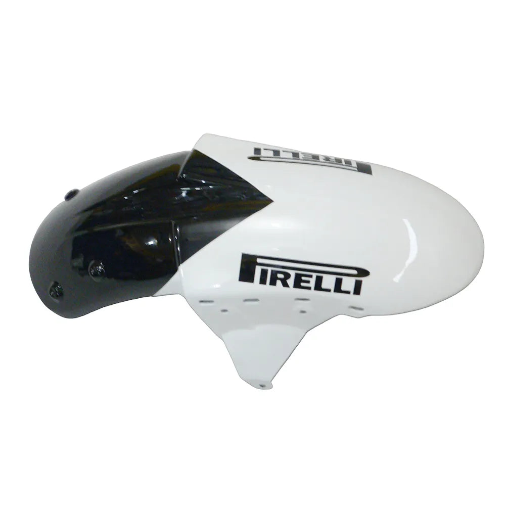 Kawasaki ZX-10R 2004-2005 White Crown front fender side view with logos-image 1